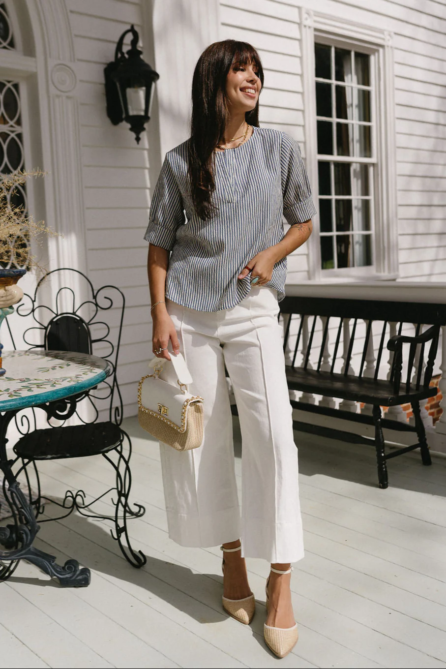 Winnie Navy & Ivory Striped Top - Image 3