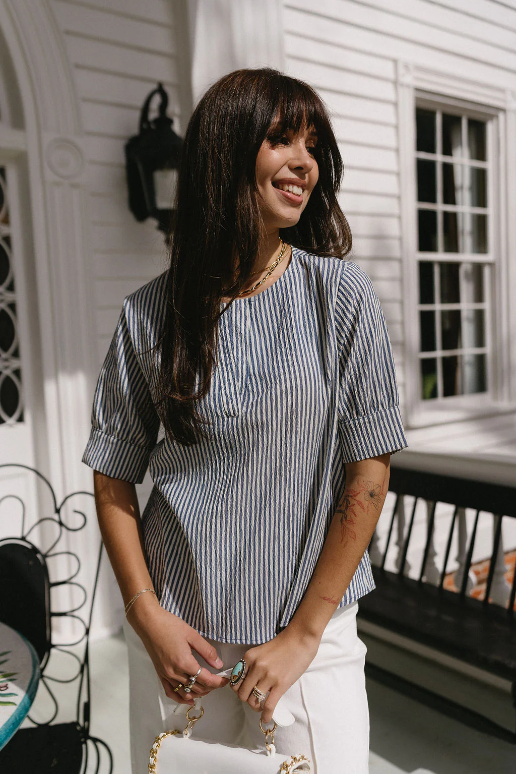 Winnie Navy & Ivory Striped Top - Image 4