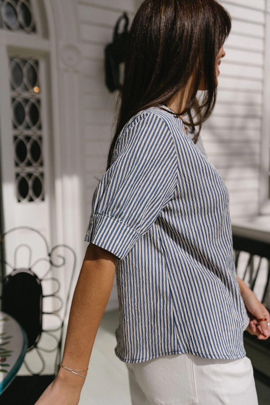 Winnie Navy & Ivory Striped Top - Image 6