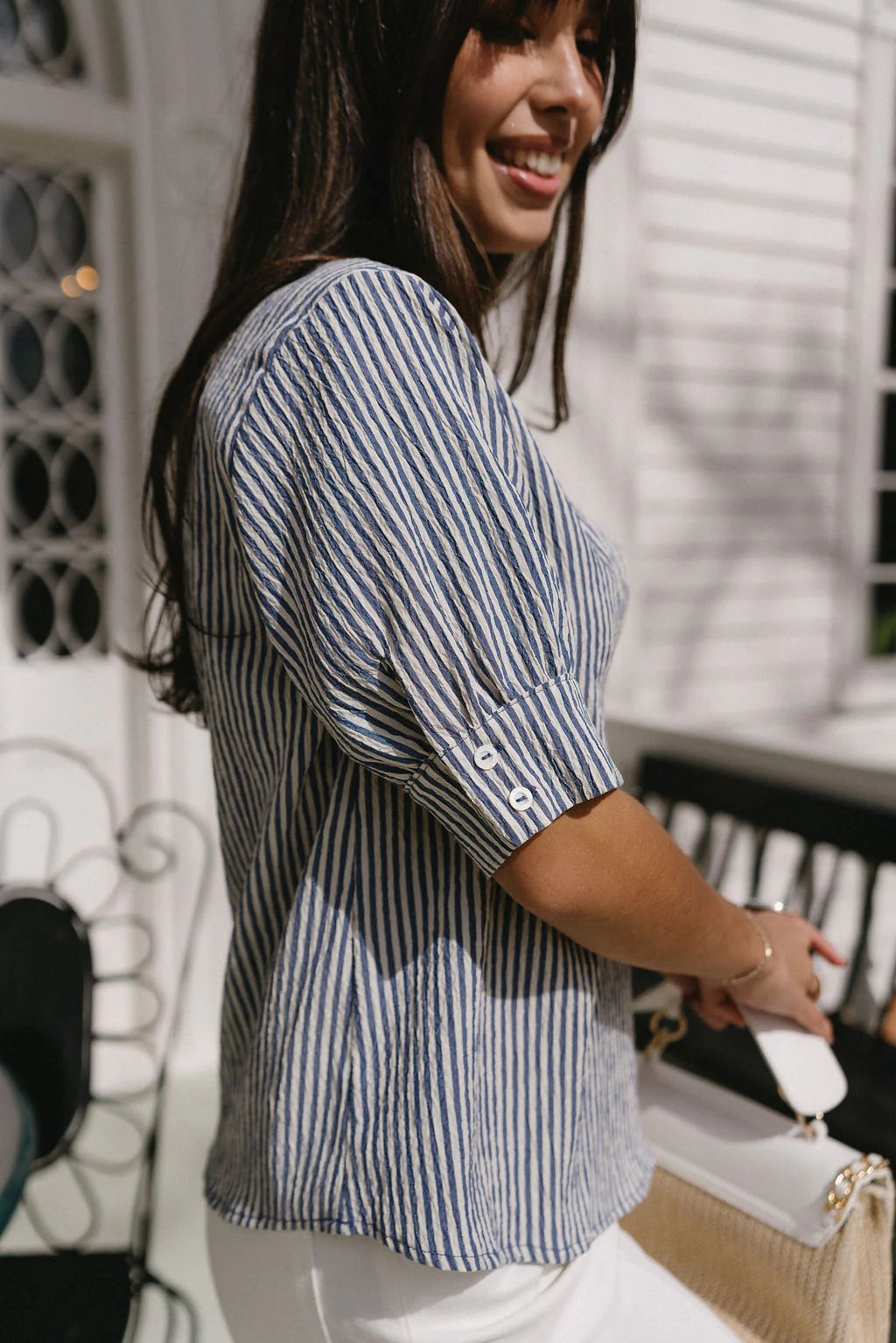Winnie Navy & Ivory Striped Top - Image 7