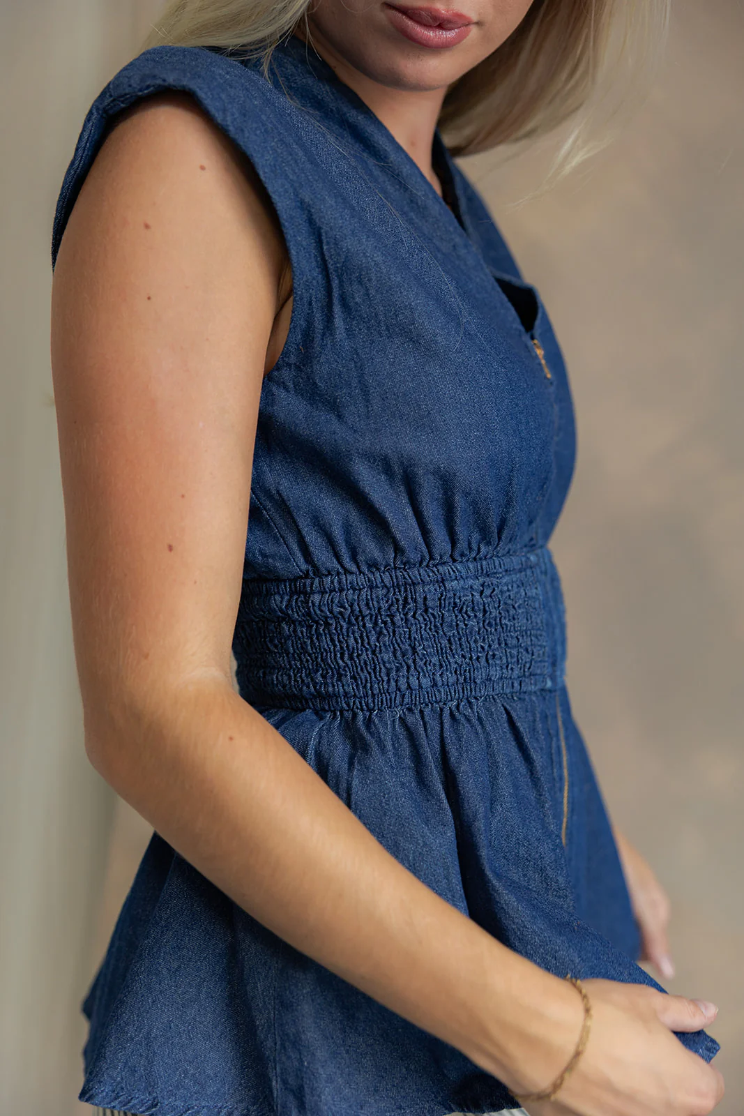 Winona Blue Denim Zip Up Top - Image 7