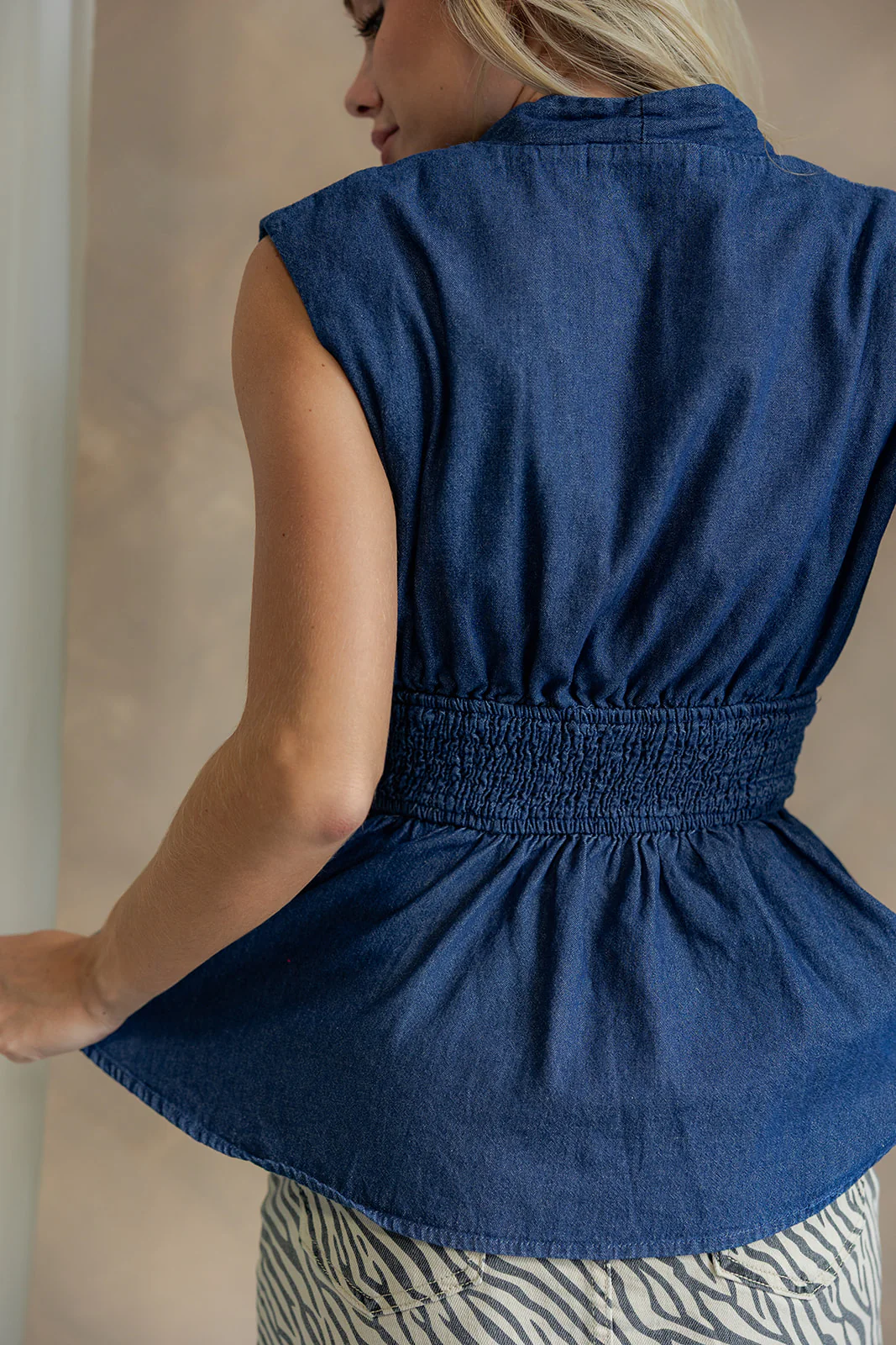 Winona Blue Denim Zip Up Top - Image 9