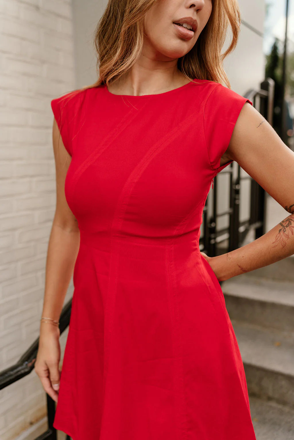 Wren Red Flare Sleeveless Mini Dress - Image 4