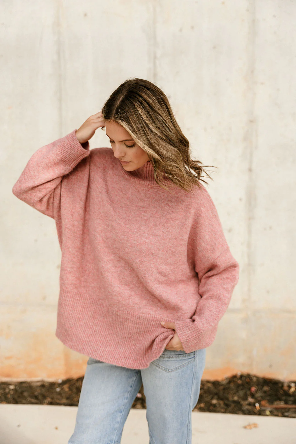 Wrenley Pink Mock Neck Sweater - Image 3