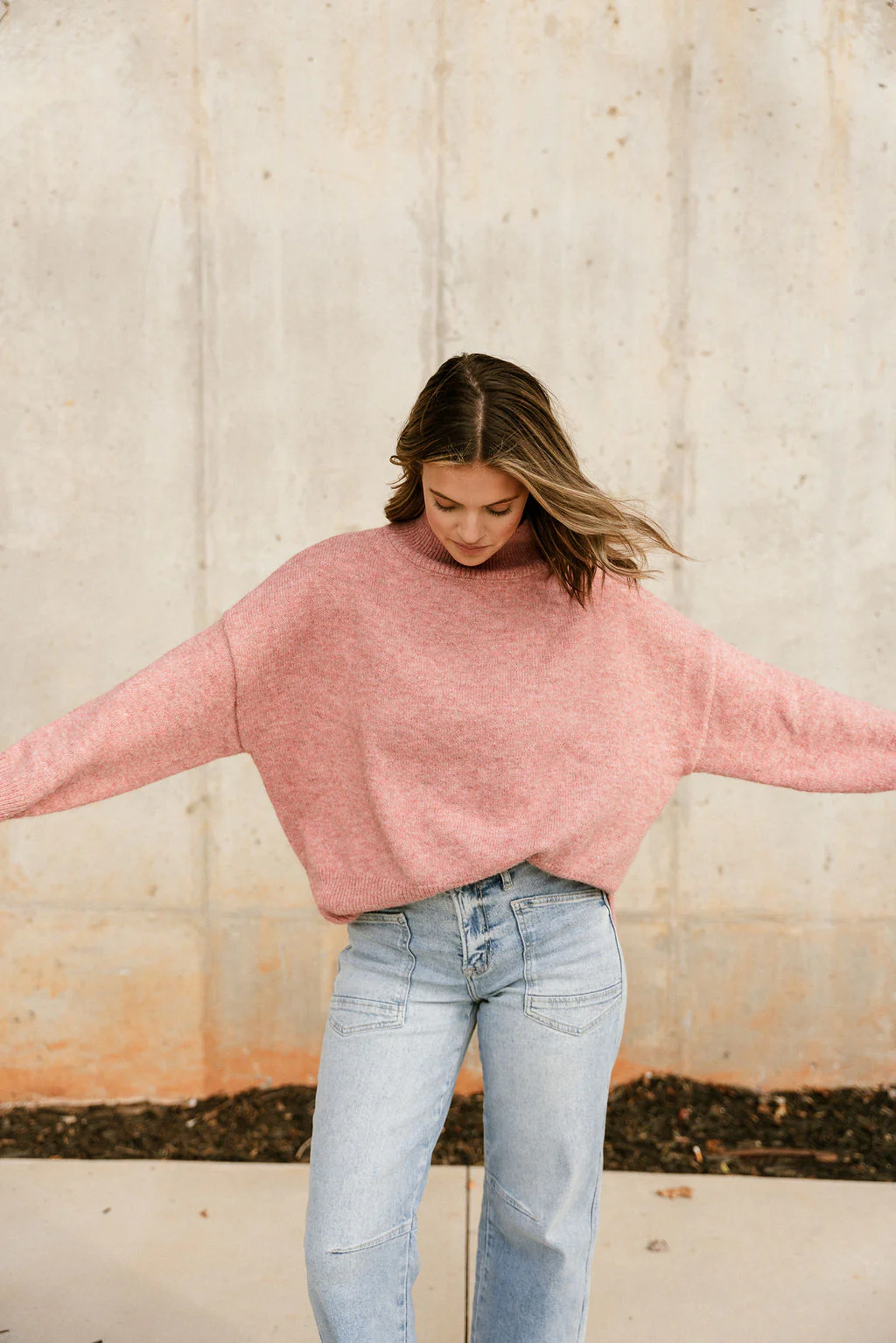 Wrenley Pink Mock Neck Sweater - Image 4
