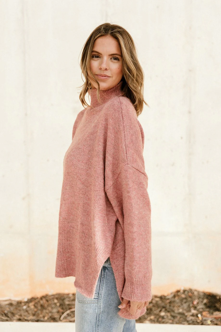 Wrenley Pink Mock Neck Sweater - Image 6
