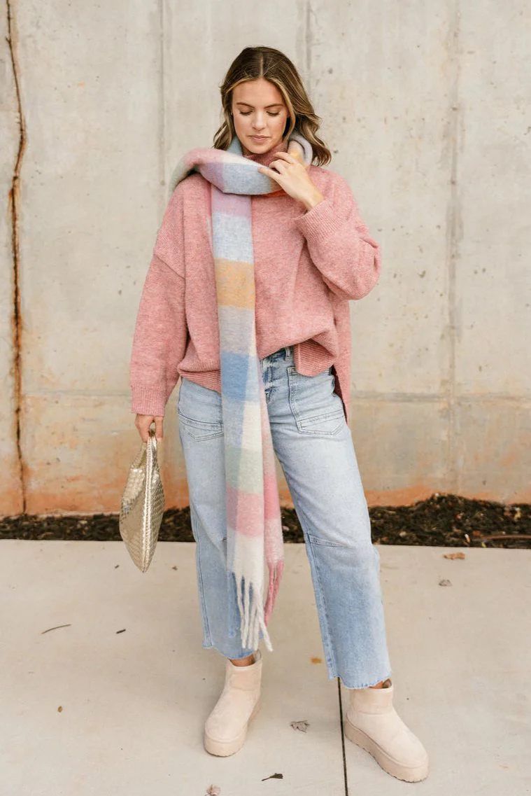 Wrenley Pink Mock Neck Sweater - Image 8