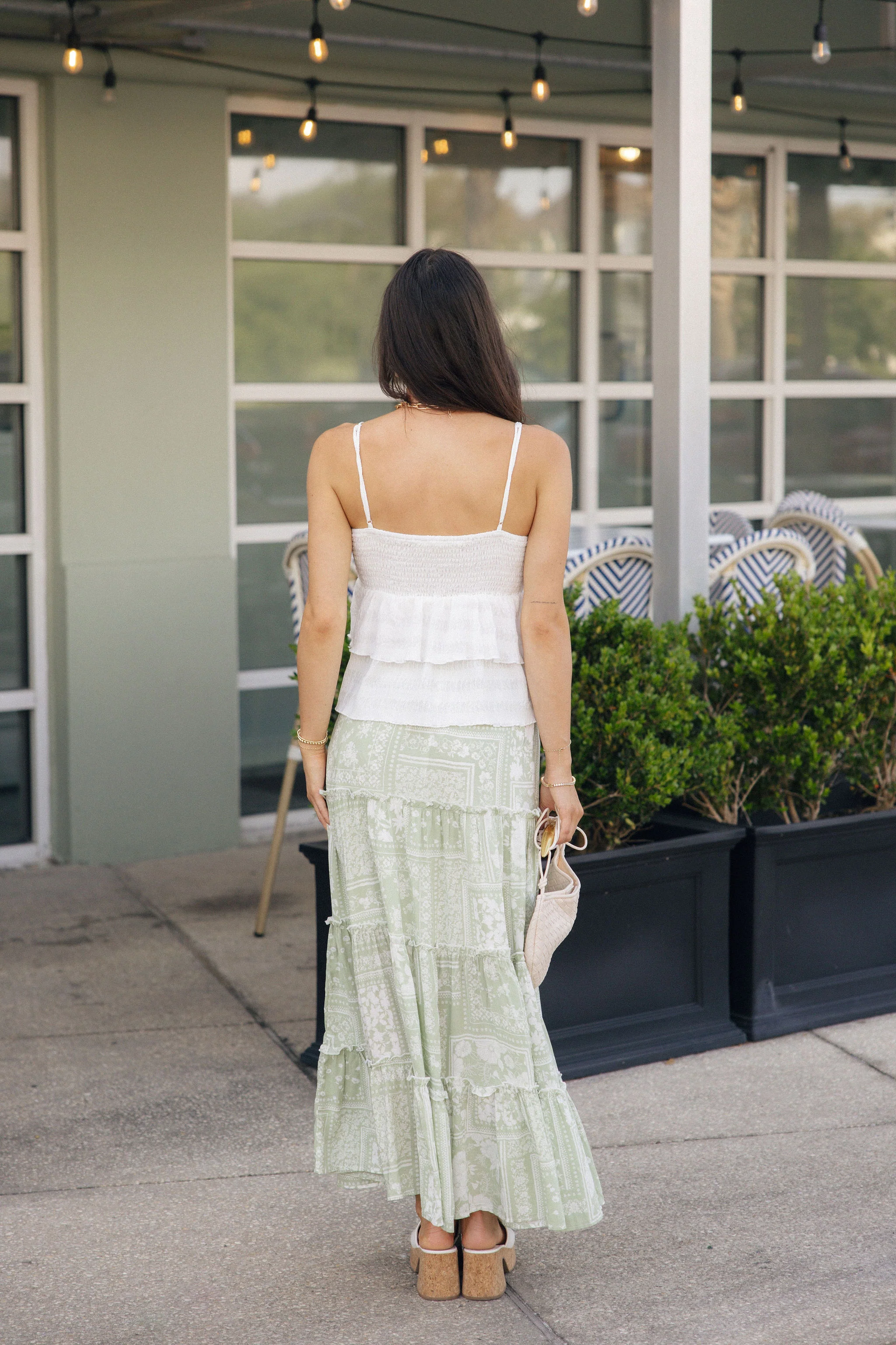 Yasmine Sage & White Floral Maxi Skirt - Image 6