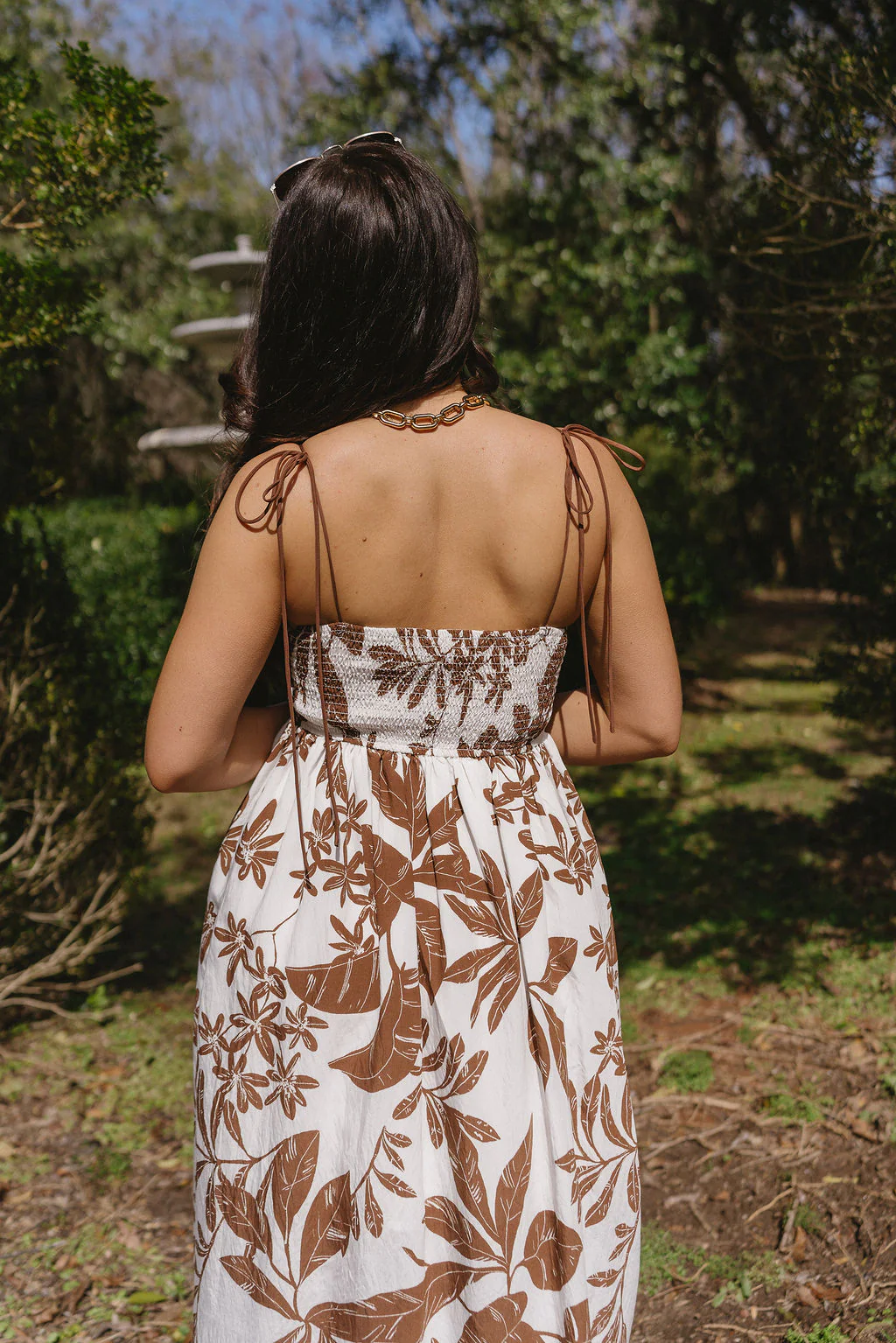 Zariah Brown & Cream Floral Midi Dress - Image 12