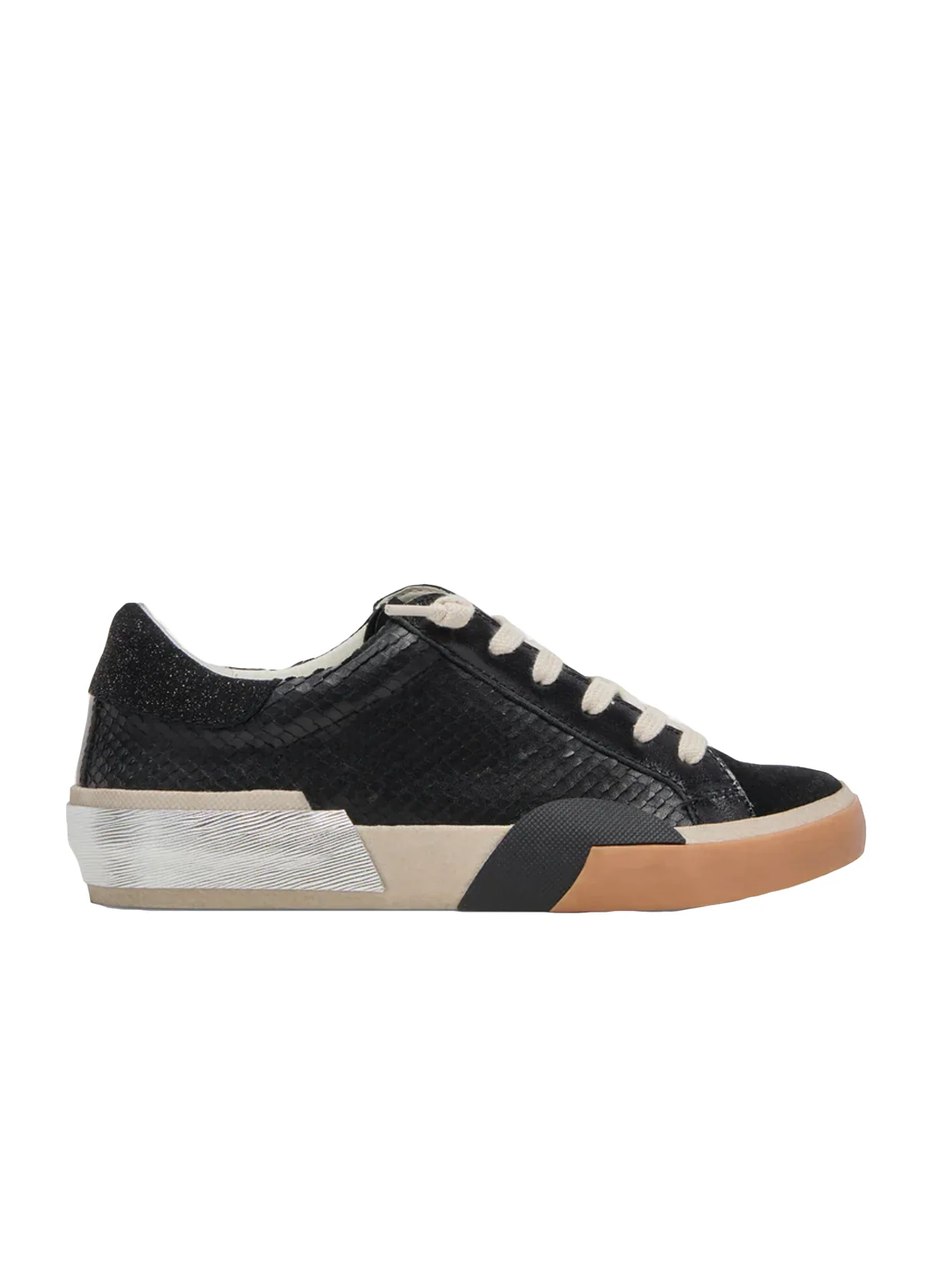 Zina Sneaker in Onyx Embossed Leather - Image 2