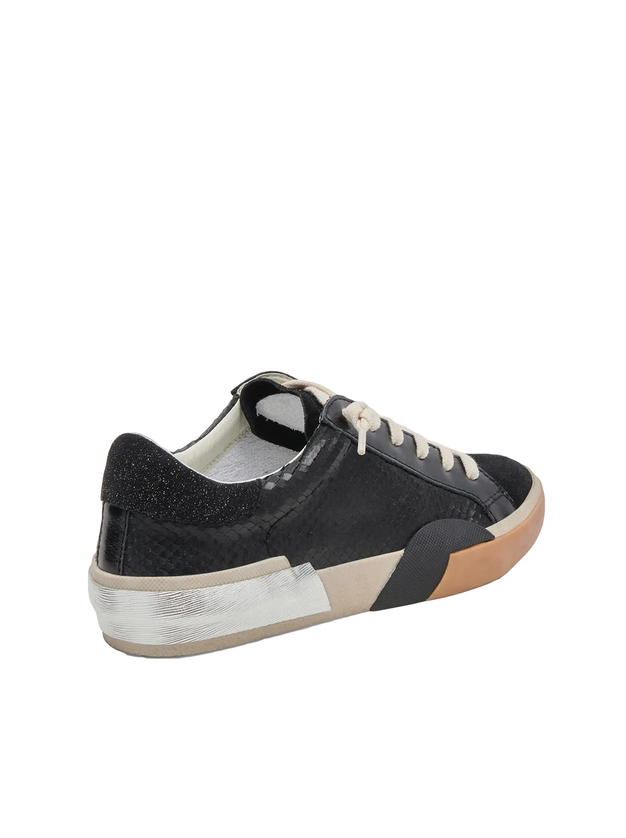 Zina Sneaker in Onyx Embossed Leather - Image 3