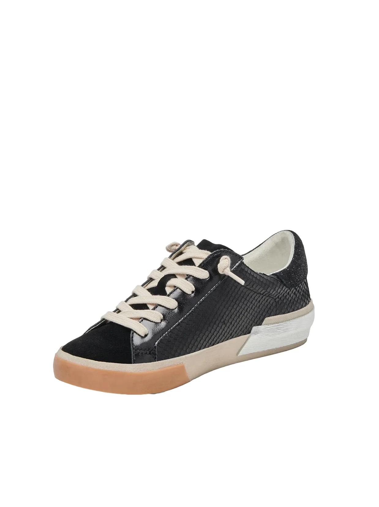 Zina Sneaker in Onyx Embossed Leather - Image 4