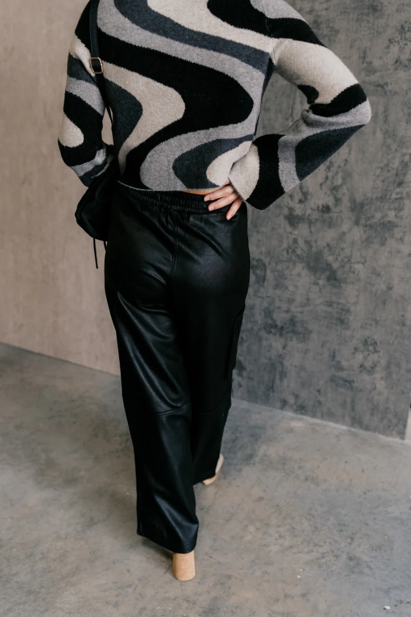Zuri Black Faux-Leather Pants - Image 5